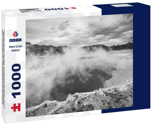 Noah Jigsaw Puzzle Panoramic landscape traditional Balinese Hindu temple Bajra Sandhi monument in Denpasar, Bali, Indonesia on background tropical nature and blue summer sky, Indonesia in black white 1000 pieces