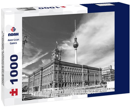 Noah Jigsaw Puzzle Upper Gate or Obertor in the evening in Villingen-Schwenningen, Baden-Württemberg, Germany in black white 1000 pieces