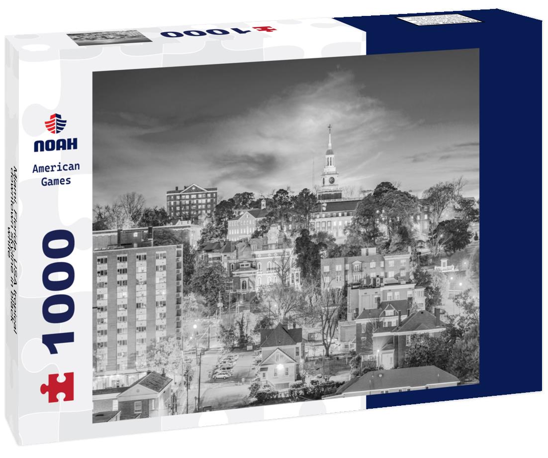 Noah Jigsaw Puzzle Miami, Florida, USA tropical downtown skyline in black white 1000 pieces