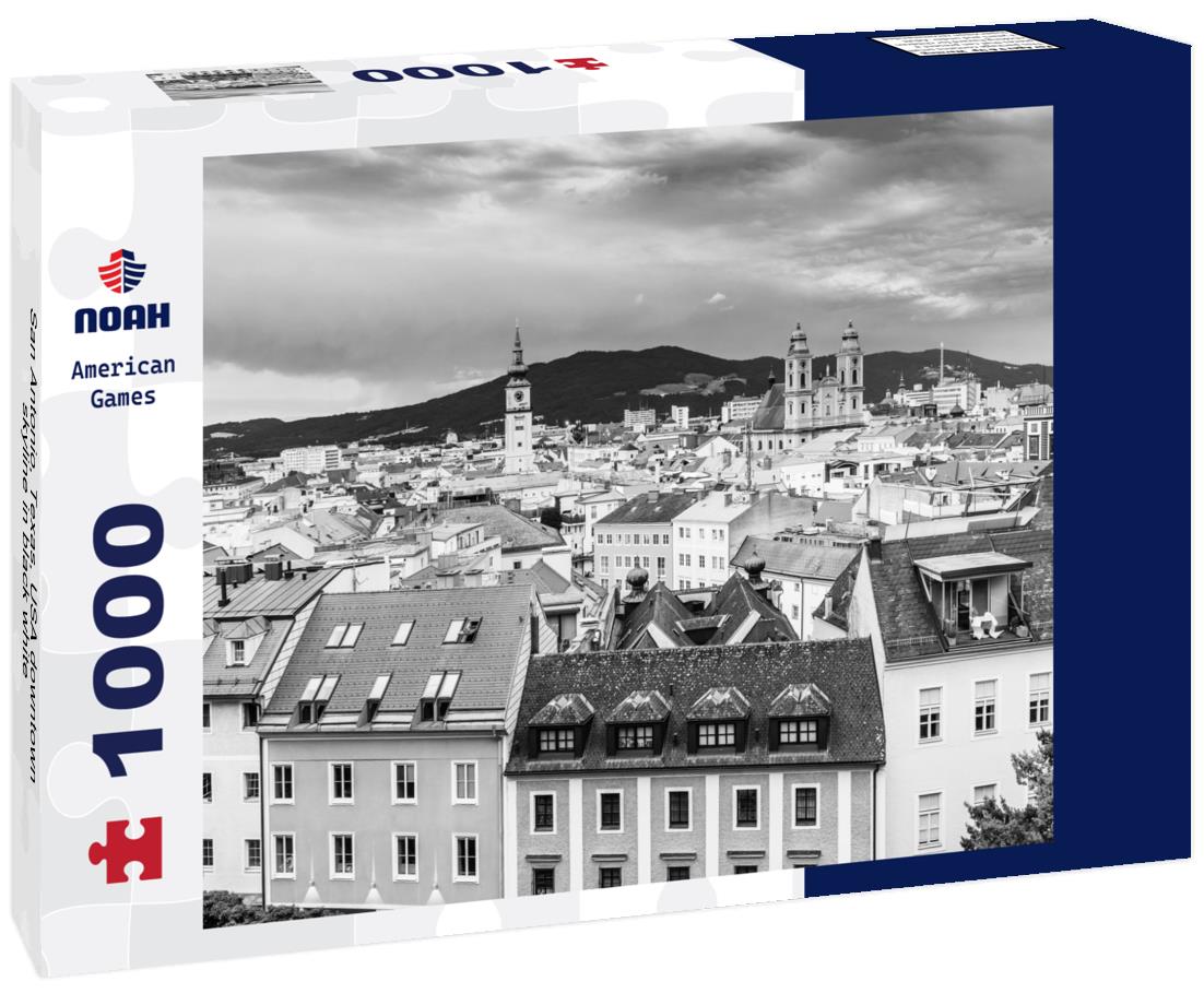 Noah Jigsaw Puzzle San Antonio, Texas, USA downtown skyline in black white 1000 pieces
