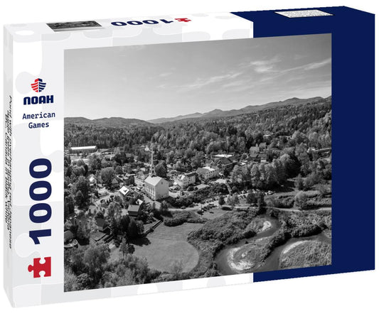 Noah Jigsaw Puzzle Pond with overhanging red Japanese apple trees in spring, Victoria, BC, Canada in black white 1000 pieces