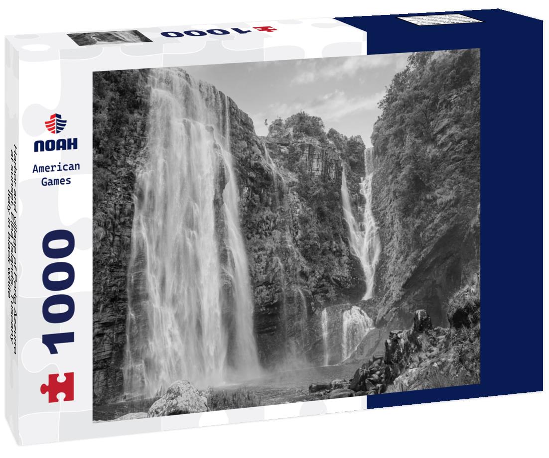 Noah Jigsaw Puzzle Harbor and village of Porto Azzurro at sunset, Elba Islands, Tuscany, Italy in black white 1000 pieces