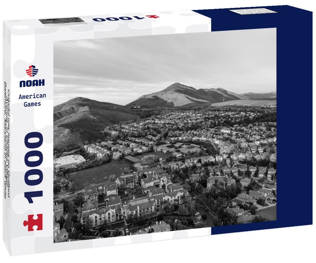 Noah Jigsaw Puzzle Colorful row houses on Guilford Avenue, in Charles Village, Baltimore, Maryland in black white 1000 pieces