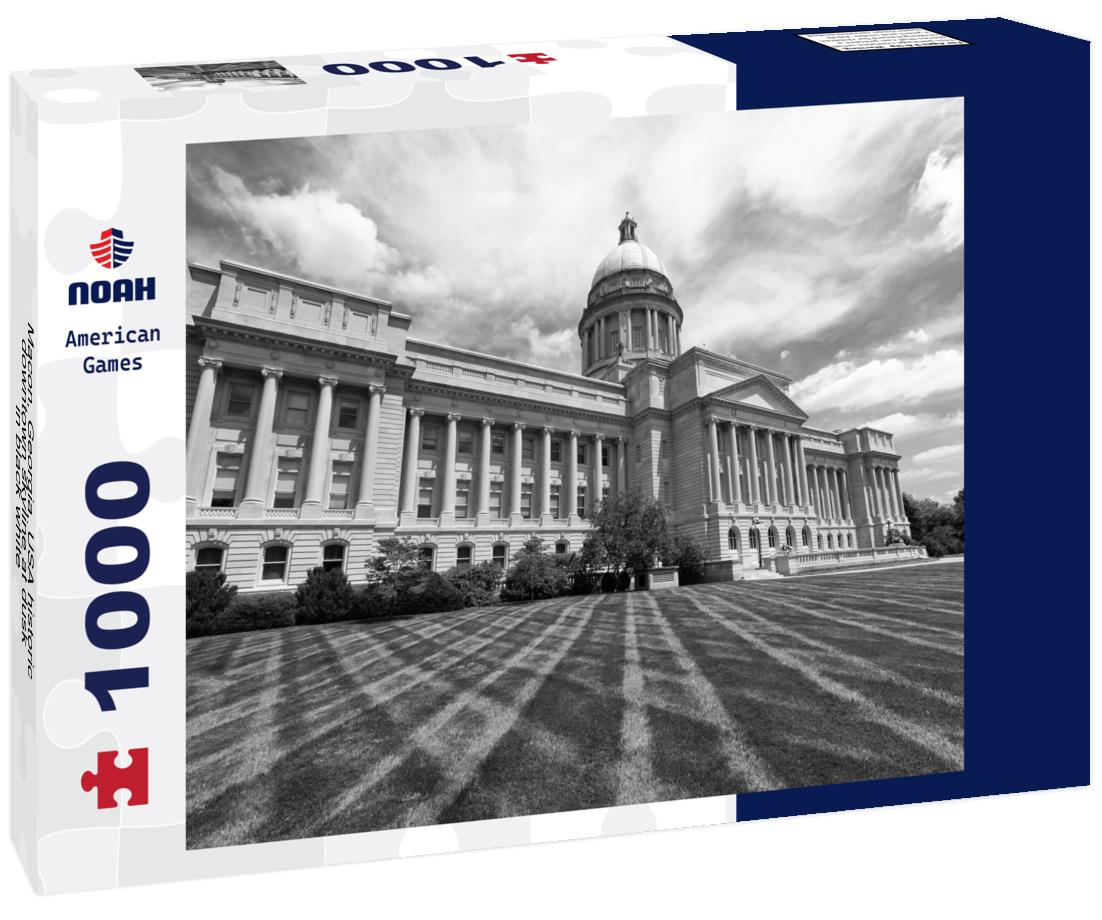 Noah Jigsaw Puzzle Macon, Georgia, USA historic downtown skyline at dusk in black white 1000 pieces