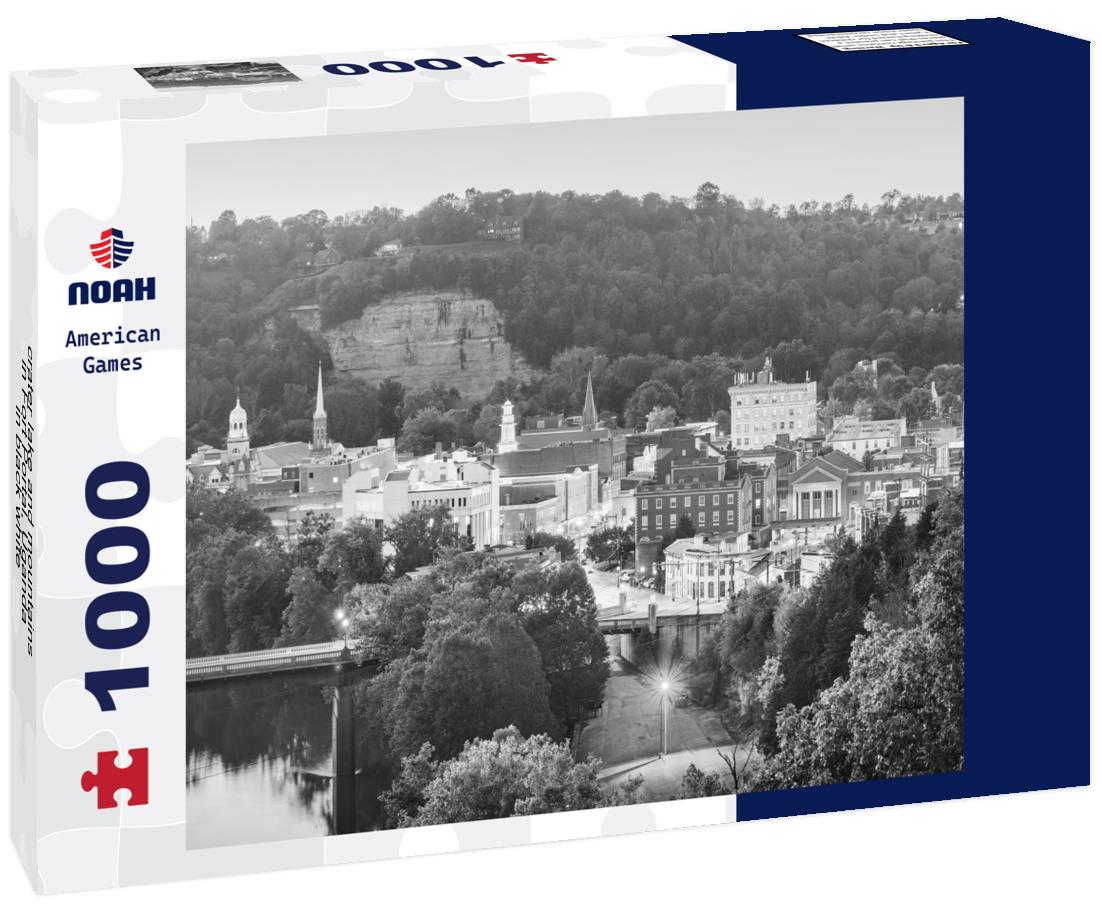 Noah Jigsaw Puzzle crater lake and mountains in Fort Portal, Uganda in black white 1000 pieces