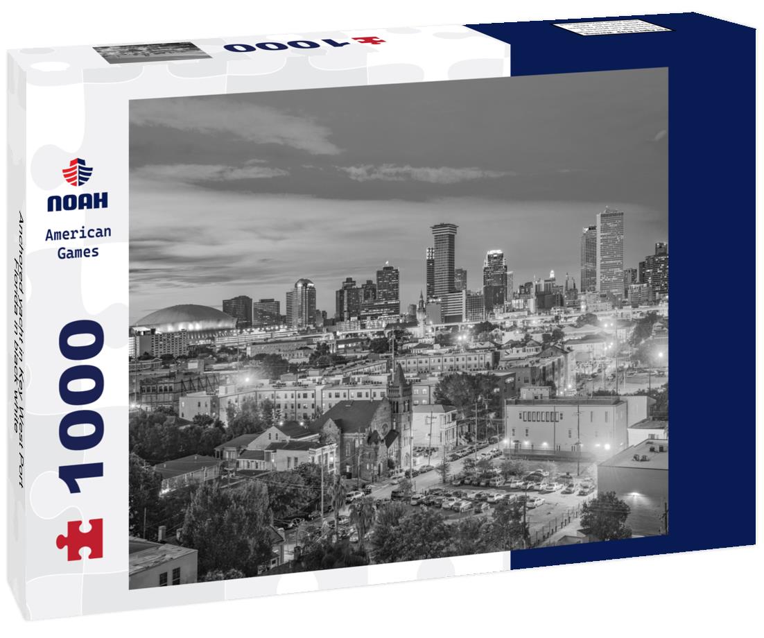 Noah Jigsaw Puzzle Anchored yacht in Key West Port, Florida in black white 1000 pieces