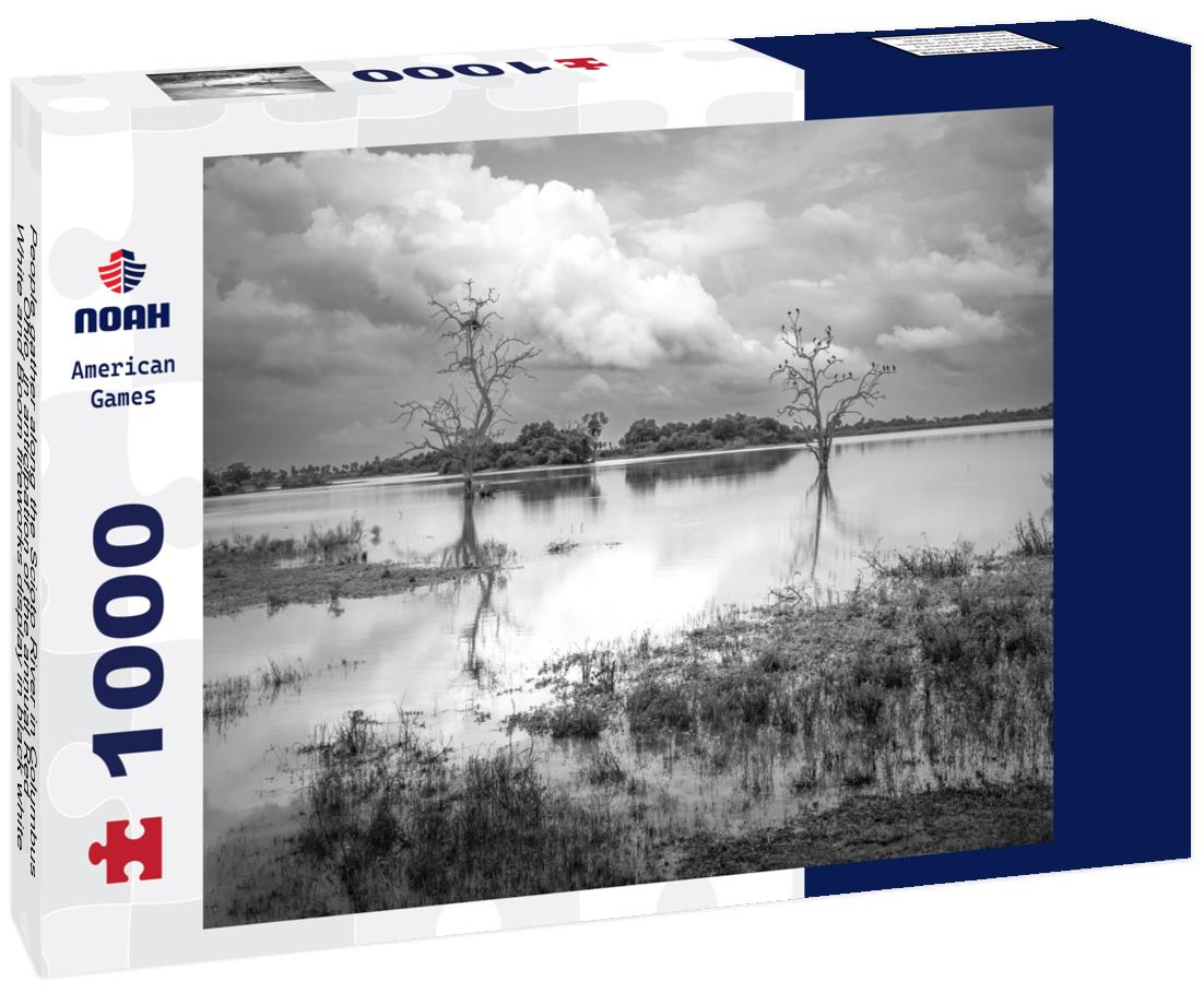 Noah Jigsaw Puzzle People gather along the Scioto River in Columbus, Ohio, in anticipation of the annual Red, White and Boom fireworks display in black white 1000 pieces