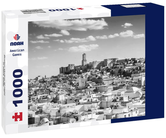 Noah Jigsaw Puzzle Boston skyline at night in black white 1000 pieces