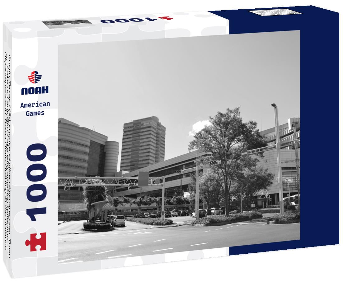 A general view captures the central district of Chiba city, Chiba Prefecture, Japan. 1000pc PuzzleBlack and White