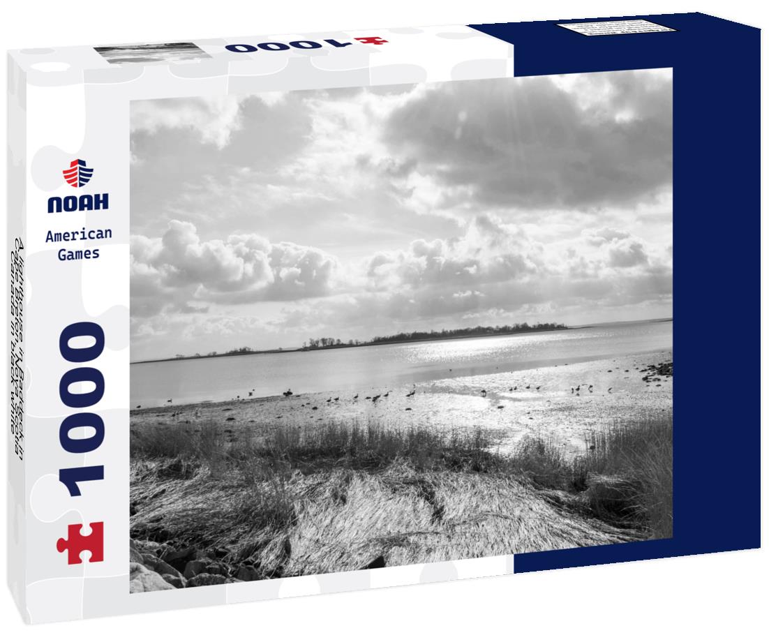 Noah Jigsaw Puzzle A lighthouse in Baddeck in Cape Breton, Nova Scotia, Canada in black white 1000 pieces