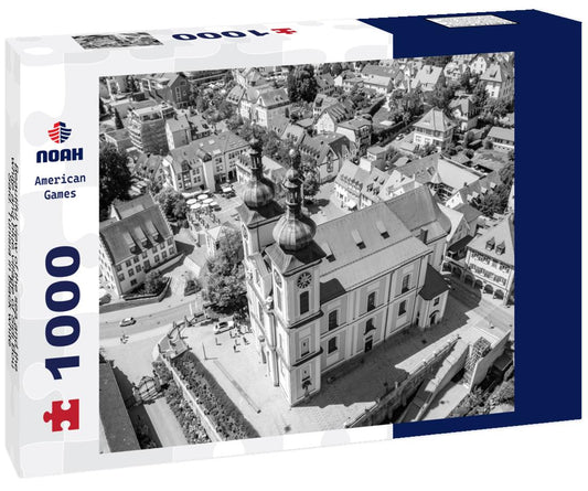 Noah Jigsaw Puzzle Beautiful view of the sea and the white and blue village of Sidi Bou Said. Tunisia in black white 1000 pieces