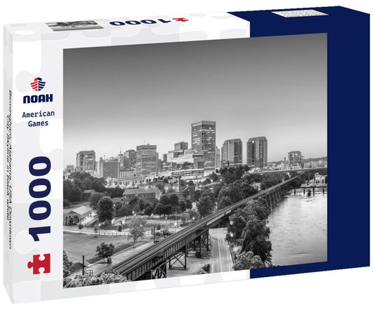 Noah Jigsaw Puzzle Birmingham, Alabama, USA Downtown City Skyline in black white 1000 pieces