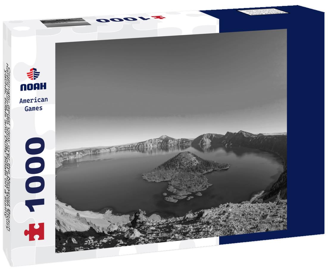 Noah Jigsaw Puzzle Cinematic aerial view over the Newport Beach harbor during the annual boat show with luxury yachts, boats and Duffy boats on a sunny blue sky day in black white 1000 pieces