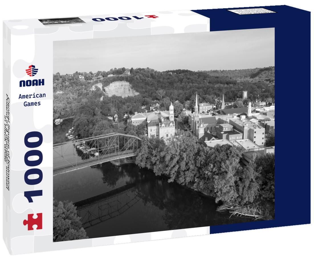 Noah Jigsaw Puzzle Central Square of Katowice, Poland in a dramatic sunset in black white 1000 pieces