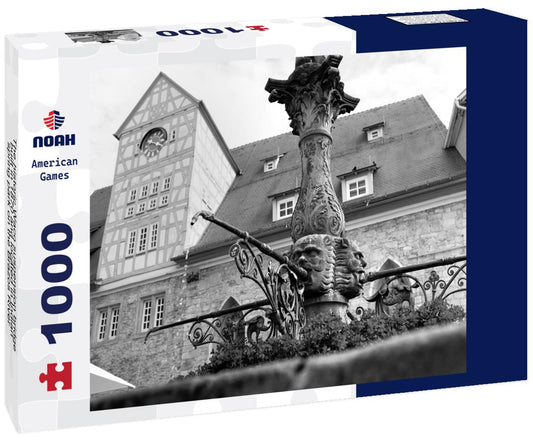 Noah Jigsaw Puzzle The historic Waco suspension bridge, built in 1870 and located in Indian spring park on the Brazos River in black white 1000 pieces