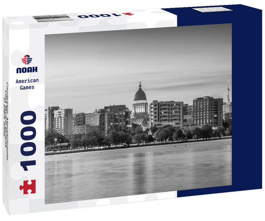 Noah Jigsaw Puzzle Cambridge, Massachusetts, USA skyline at dusk in black white 1000 pieces