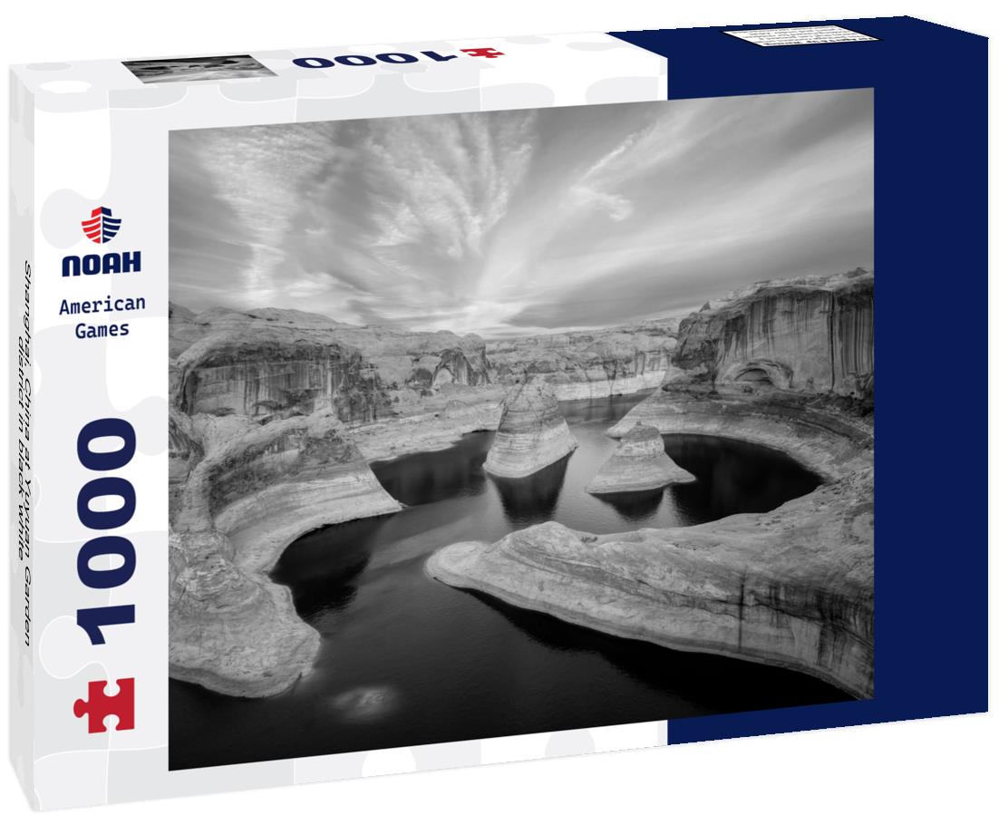 Noah Jigsaw Puzzle Shanghai, China at Yuyuan Garden district in black white 1000 pieces