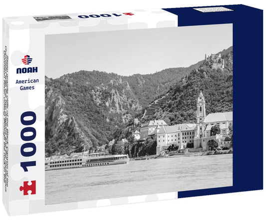 Noah Jigsaw Puzzle Steep granite cliffs of the Black Canyon of the Gunnison with the two dragons and the mysterious Gunnison River cutting through the rock in the valley, Colorado, USA in black white 1000 pieces