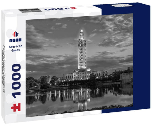 Noah Jigsaw Puzzle Beautiful chestnut horses on a farm in central Kentucky at sunset in black white 1000 pieces