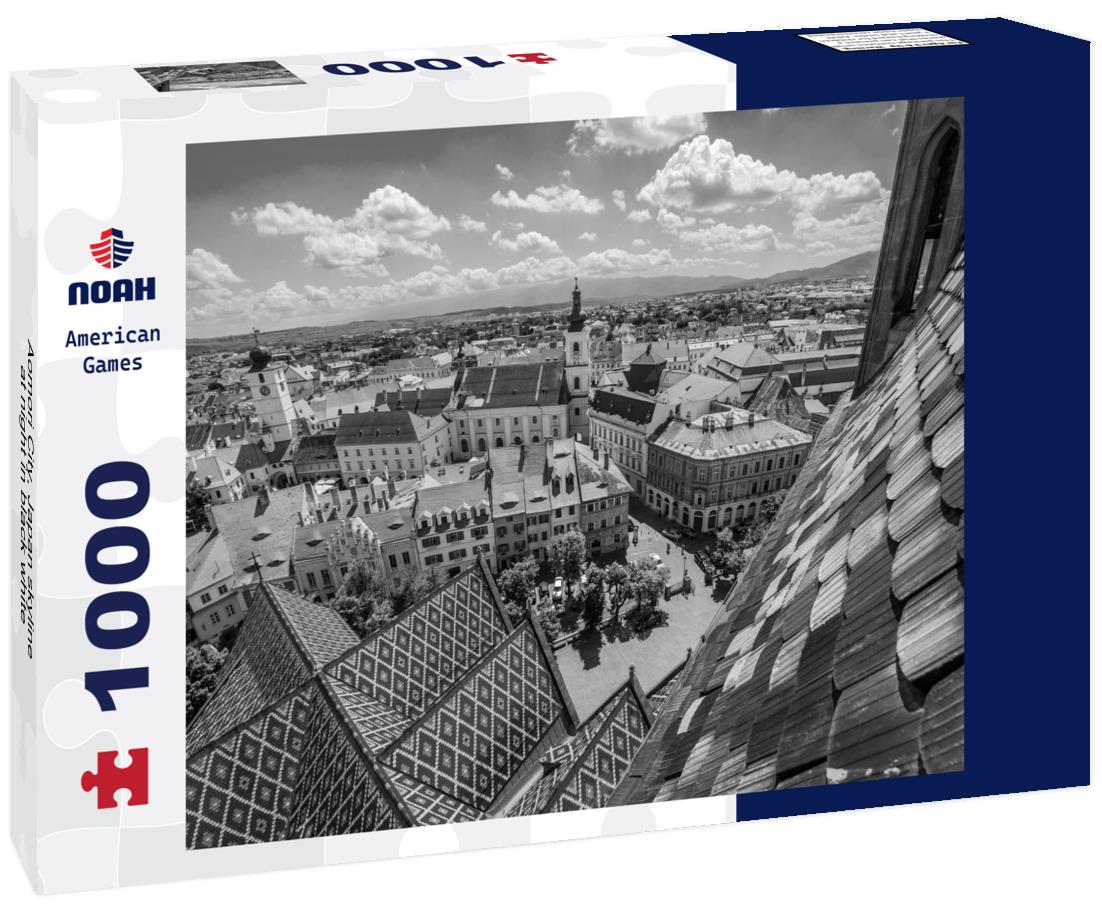 Noah Jigsaw Puzzle Aomori City, Japan skyline at night in black white 1000 pieces