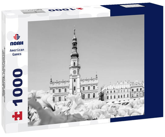 Noah Jigsaw Puzzle Amsterdam Sunset City skyline on the canal, Amsterdam, Netherlands in black white 1000 pieces