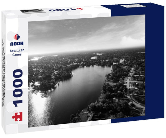 Noah Jigsaw Puzzle Redwoods National Park - A trail through a stand of redwoods on a sunny summer day in black white 1000 pieces