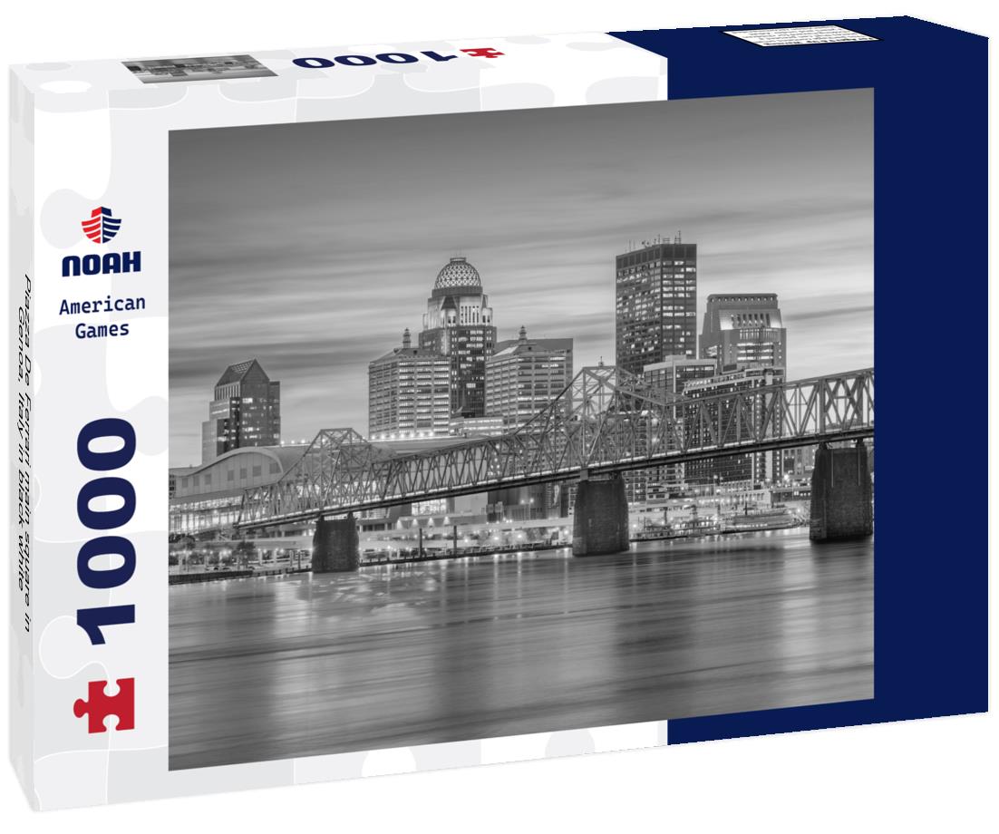 Noah Jigsaw Puzzle Piazza De Ferrari main square in Genoa, Italy in black white 1000 pieces