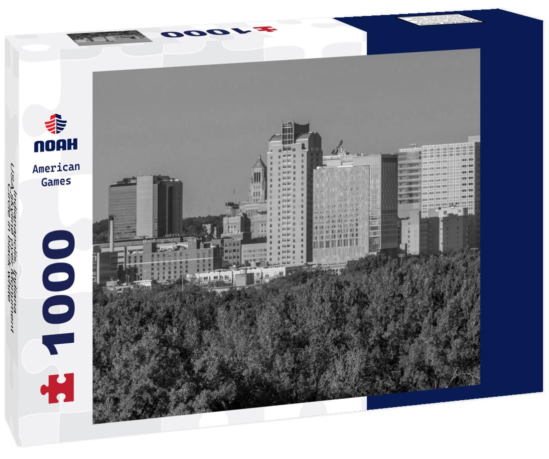 Noah Jigsaw Puzzle Indianapolis, Indiana, USA skyline over Monument Circle in black white 1000 pieces