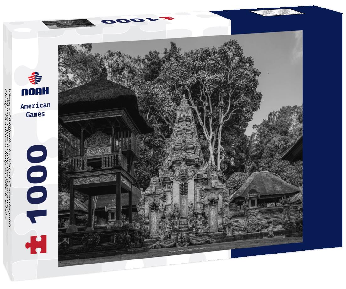 Noah Jigsaw Puzzle View of Militello in Val di Catania with Mount Etna in the background - Sicily, Southern Italy in black white 1000 pieces