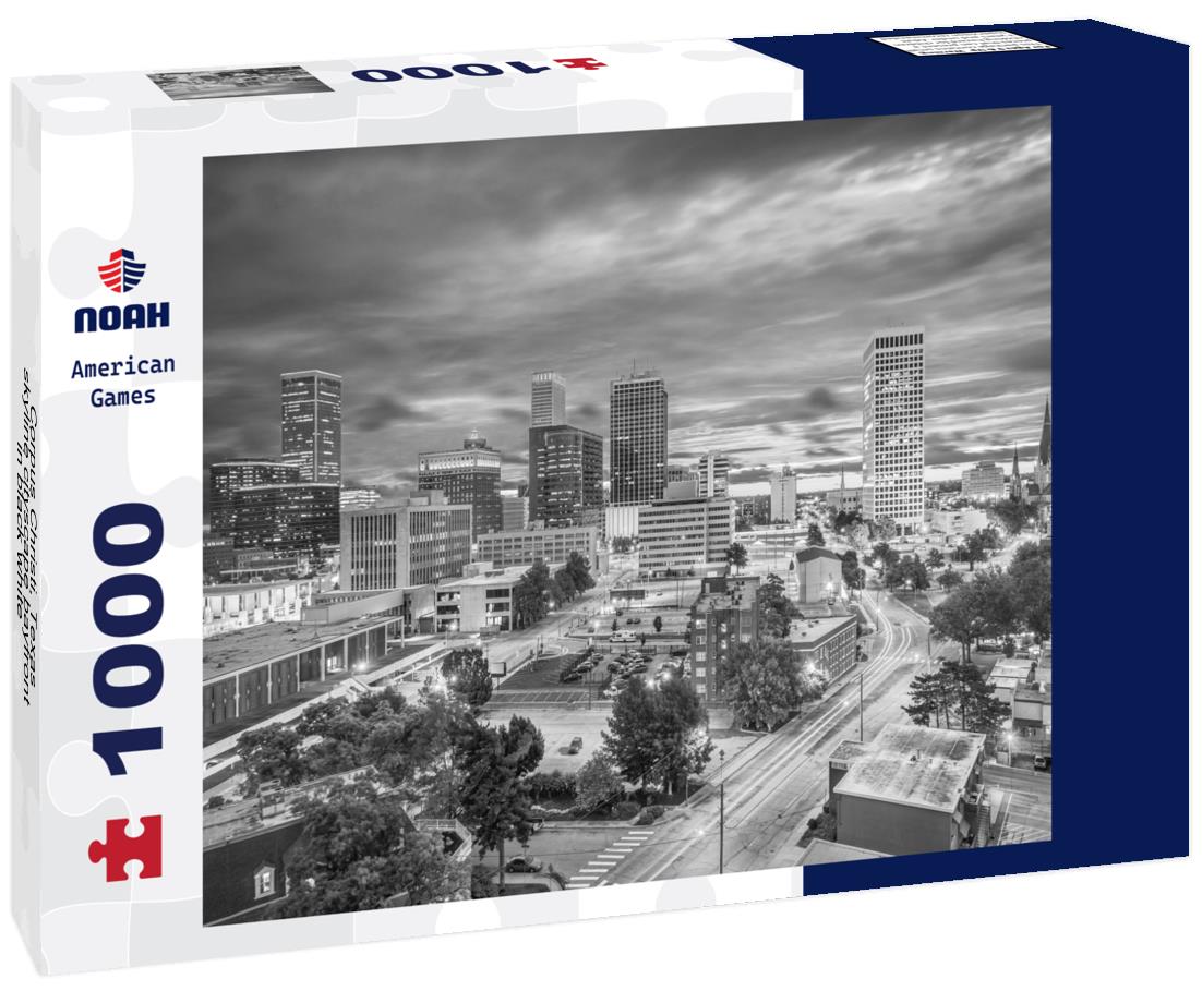 Noah Jigsaw Puzzle Corpus Christi, Texas skyline cityscape bayfront in black white 1000 pieces