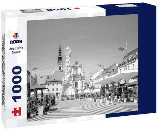 Noah Jigsaw Puzzle Typical Ugandan huts. Most inhabitants live in thatched huts with mud and wattle walls. During the rainy season, it is very difficult to keep the huts stable and dry in black white 1000 pieces