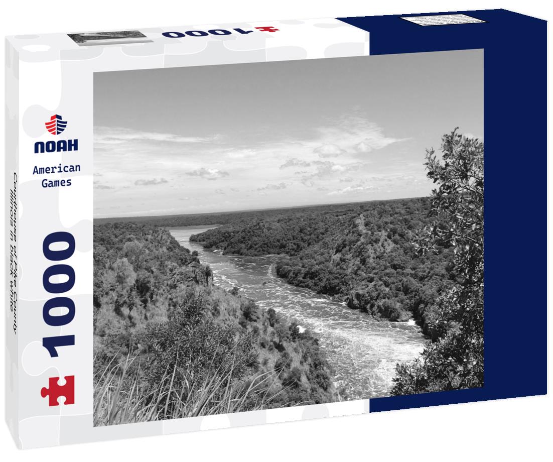 Noah Jigsaw Puzzle Courthouse of Pike County, Illinois in black white 1000 pieces