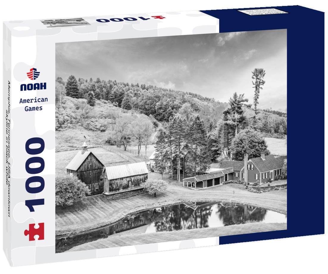 Noah Jigsaw Puzzle Memphis, Tennessee, USA downtown skyline in black white 1000 pieces