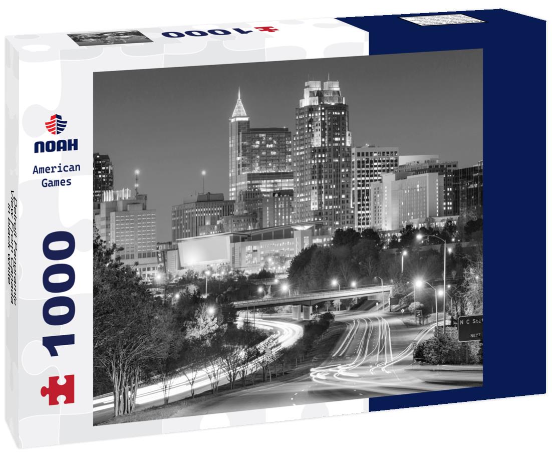Noah Jigsaw Puzzle Detroit Panoramic View From Canada in black white 1000 pieces