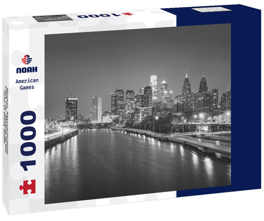 Noah Jigsaw Puzzle Boston, Massachusetts, USA City Skyline at the river in black white 1000 pieces