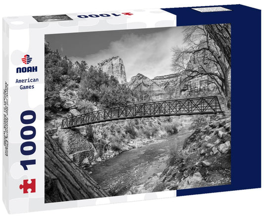 Noah Jigsaw Puzzle View of the famous Plaza Mayor with statue, Madrid, Spain in black white 1000 pieces