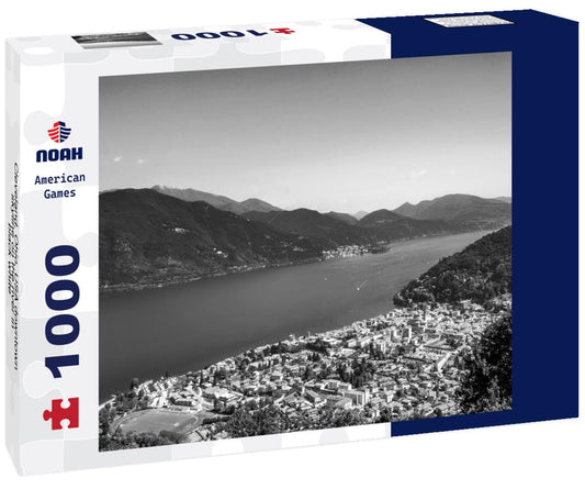 Noah Jigsaw Puzzle Cleveland, Ohio, USA downtown skyline on the river in black white 1000 pieces