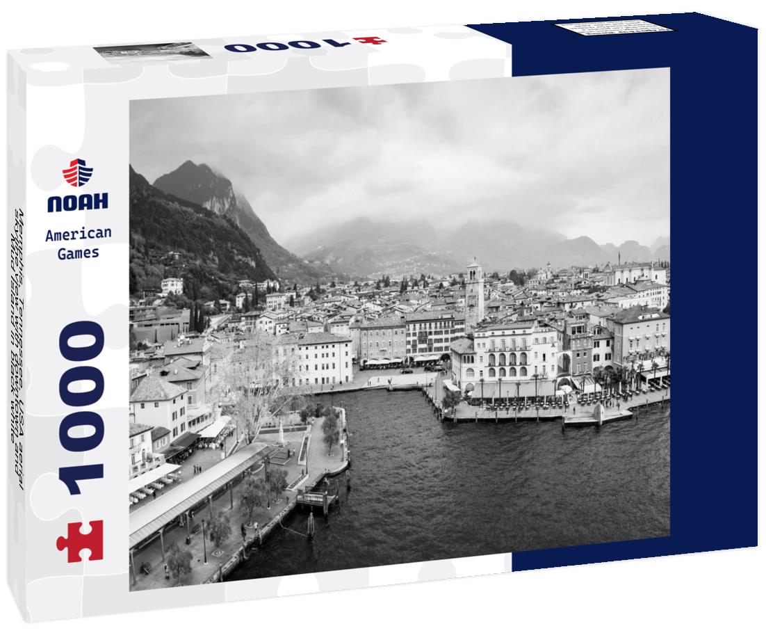 Noah Jigsaw Puzzle Memphis, Tennessee, USA aerial skyline view with downtown and Mud Island in black white 1000 pieces