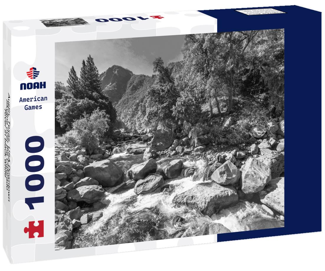 Noah Jigsaw Puzzle Austin, Texas, USA Downtown Skyline over the Colorado River in black white 1000 pieces