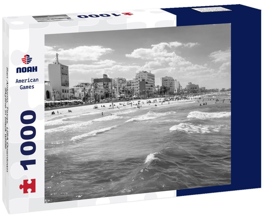 Noah Jigsaw Puzzle San Antonio, Texas, USA Downtown Skyline in black white 1000 pieces