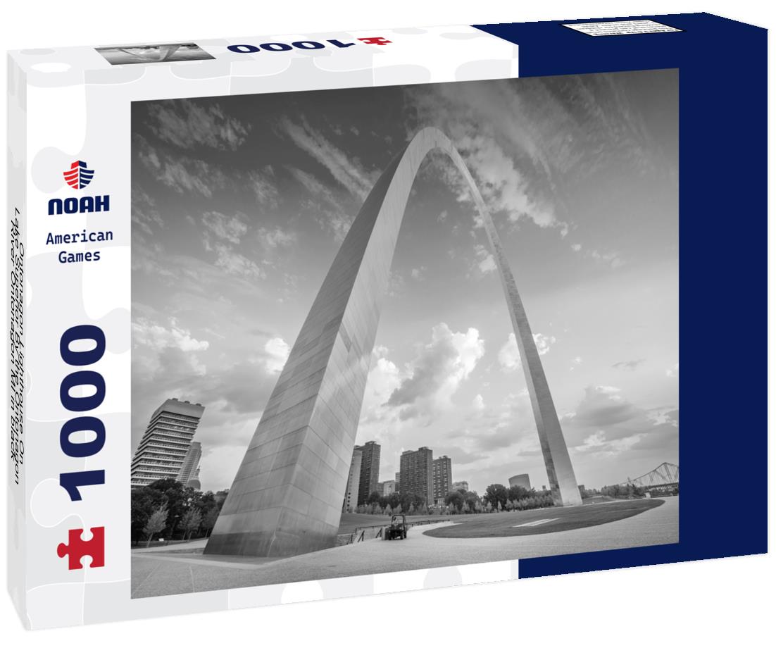 Noah Jigsaw Puzzle Ontonagon Lighthouse On Lake Superior By the Ontonagon River Ontonagon MI in black white 1000 pieces