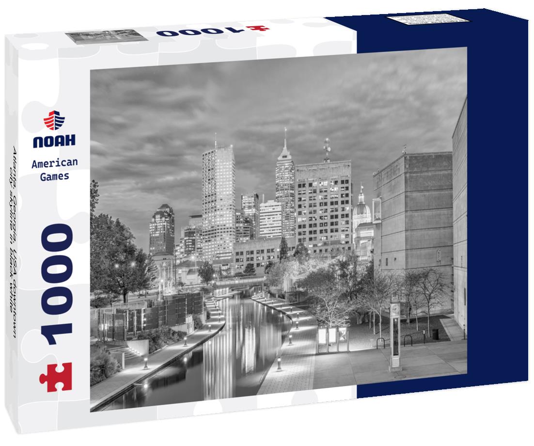 Noah Jigsaw Puzzle Atlanta, Georgia, USA downtown city skyline in black white 1000 pieces