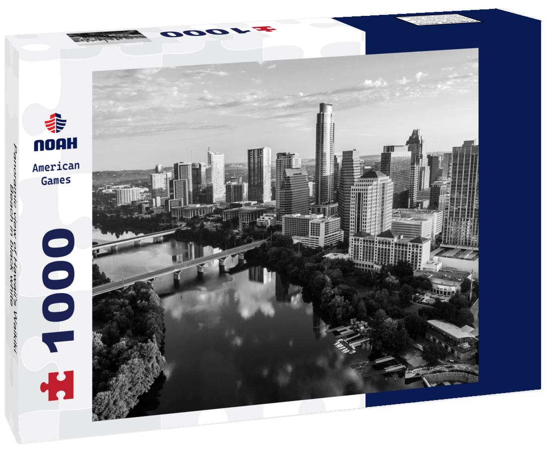 Noah Jigsaw Puzzle Panoramic view of Hawaii's Waikiki Beach in black white 1000 pieces