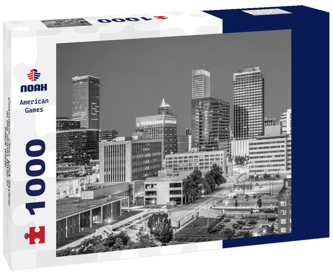 Noah Jigsaw Puzzle Columbus, Ohio, USA Skyline at the Scioto River in black white 1000 pieces