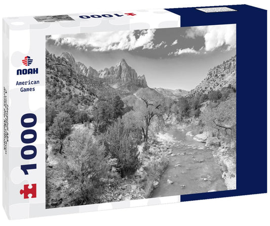 Noah Jigsaw Puzzle Haverhill MA - A view of the city from across the Merrimack River in black white 1000 pieces