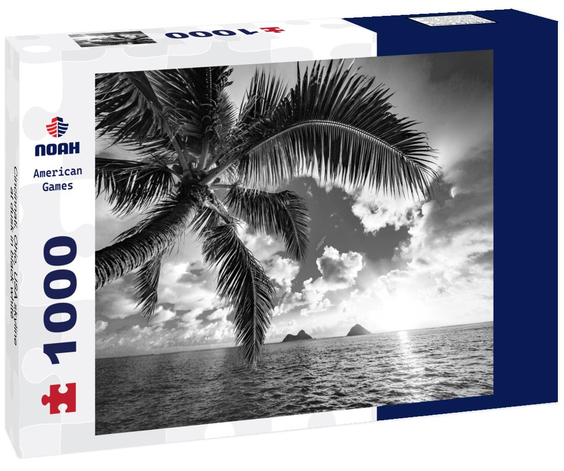 Noah Jigsaw Puzzle Cincinnati, Ohio, USA skyline at dusk in black white 1000 pieces