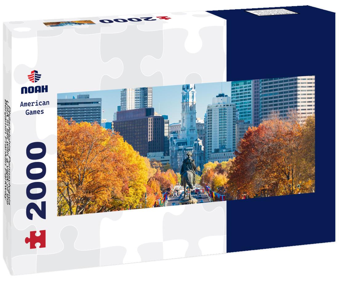 Philadelphia, Pennsylvania, USA in fall with a view of the Benjamin Franklin Parkway 2000pc Panoramic Puzzle