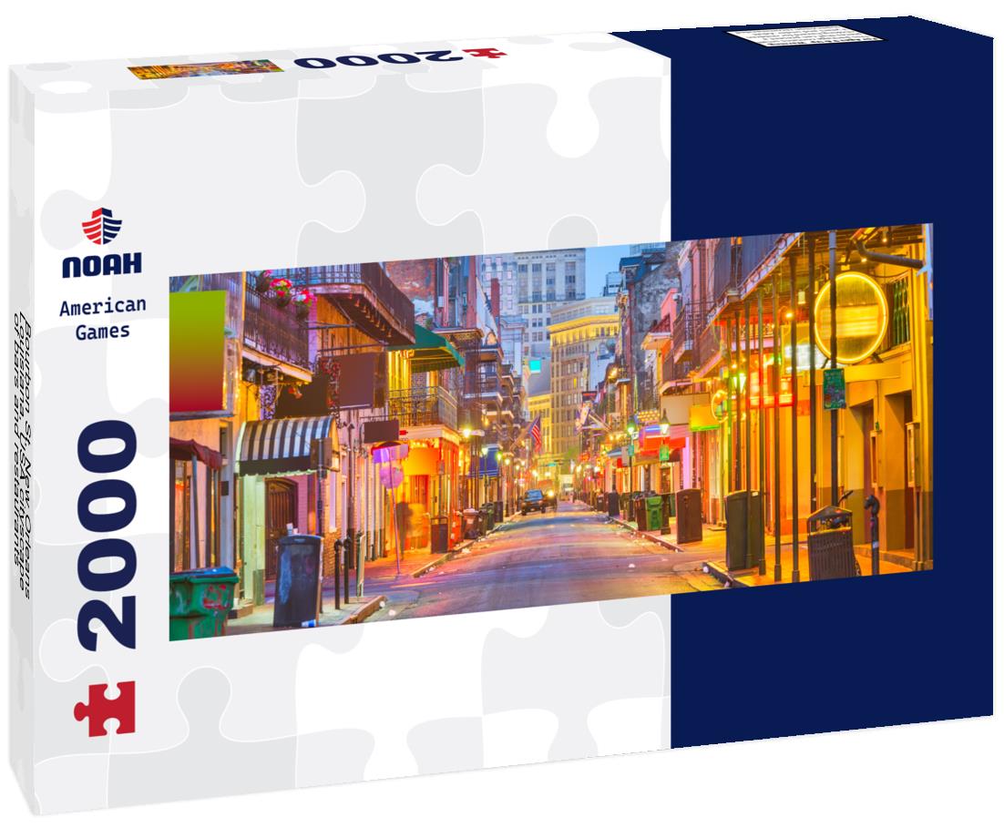 Bourbon St, New Orleans, Louisiana, USA cityscape of bars and restaurants at twilight 2000pc Panoramic Puzzle