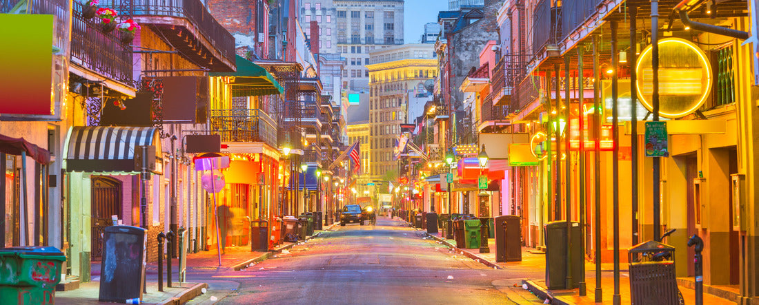 Bourbon St, New Orleans, Louisiana, USA cityscape of bars and restaurants at twilight 2000pc Panoramic Puzzle