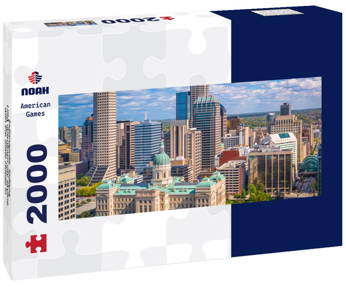 Indianapolis, Indiana, USA downtown city skyline with the State House in the afternoon 2000pc Panoramic Puzzle